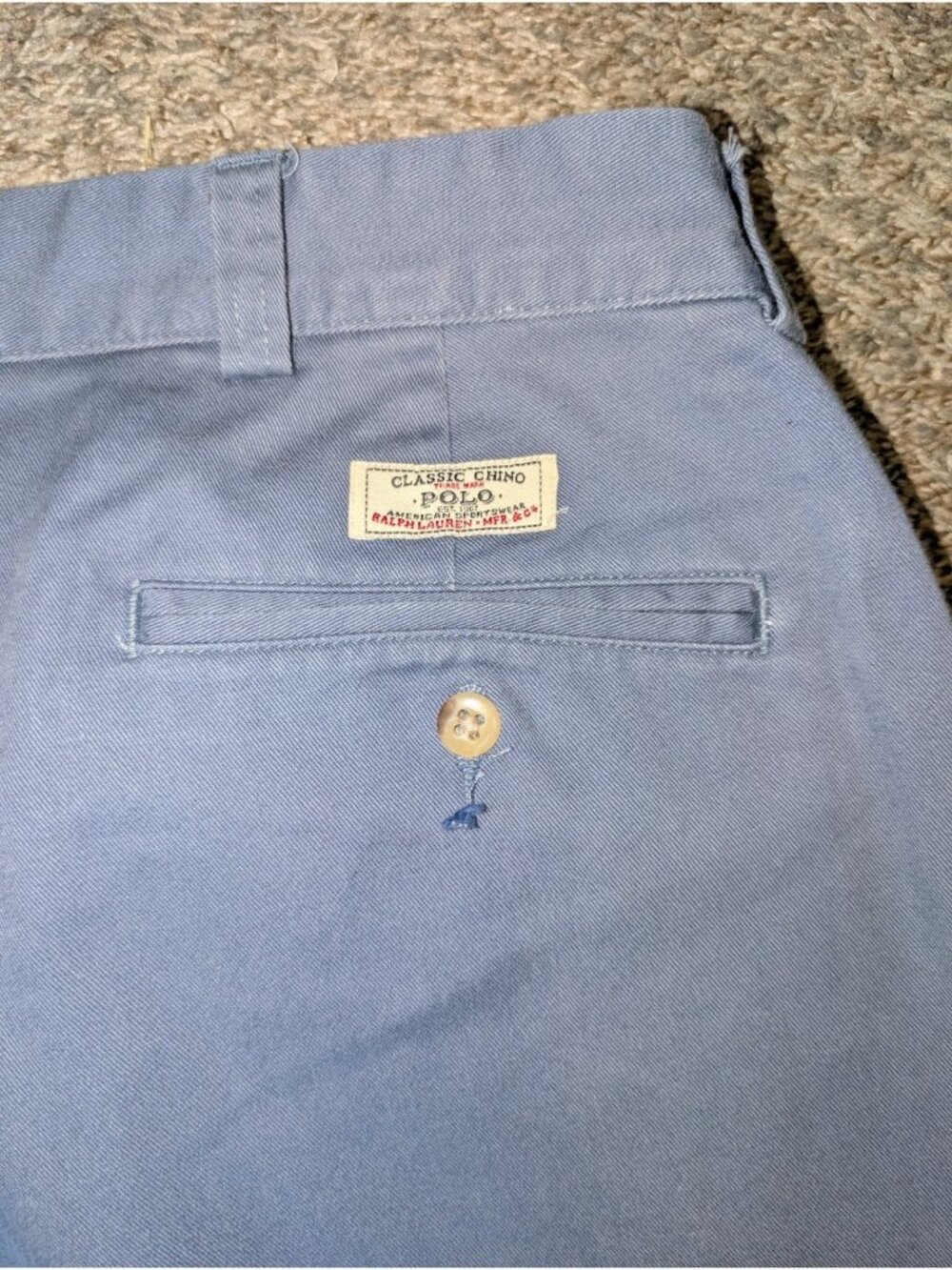 Polo Ralph Lauren Philip Pants Mens 38x30 Blue Pleated Chino Vintage Solid - Picture 10 of 12